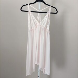 Intimo Donatella Pink Lace Babydoll Chemise Sheer Handkerchief Hem XL Coquette